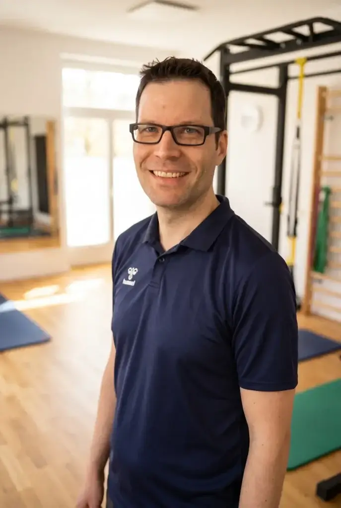 Lächelnder Mann in Fitnessstudio.
