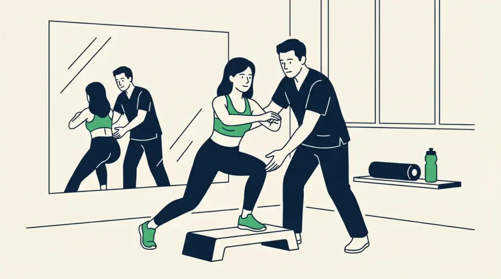Kreuzband Rehabilitation ohne Operation – Physio mit Patient:in