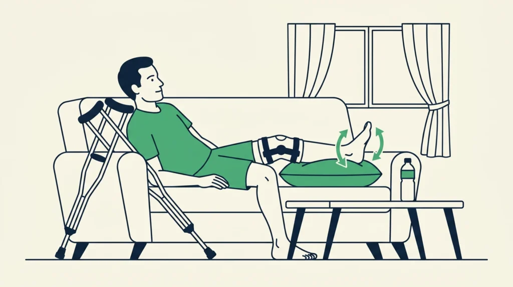 Wadenpumpe auf dem Sofa